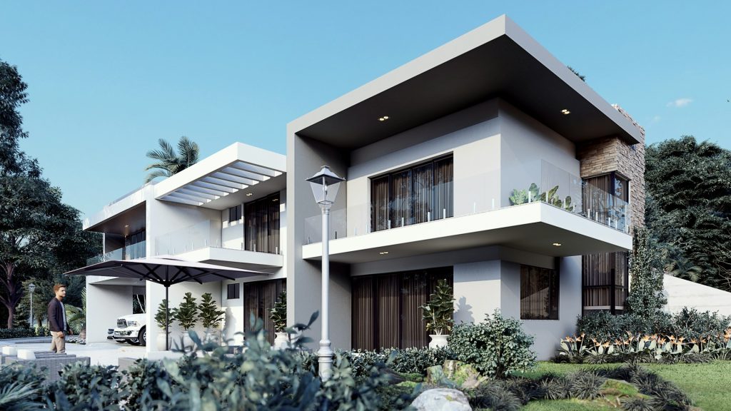 rumah modern geometris